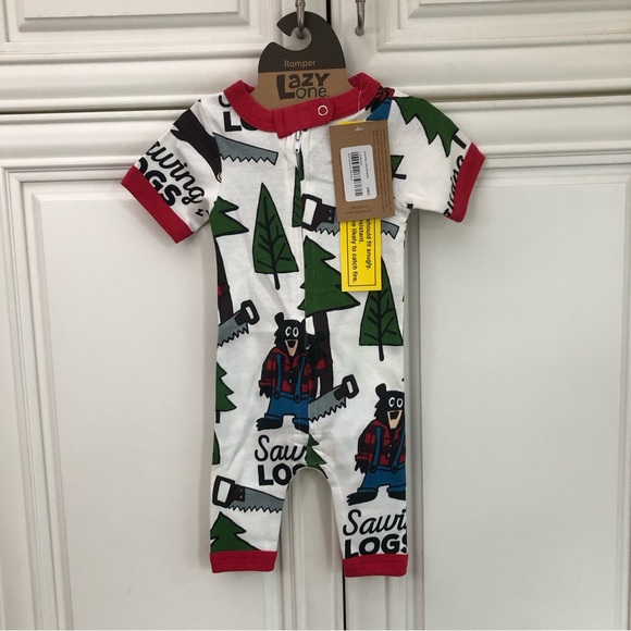 NWT LAZY One Sawing Logs Infant Romper - Picture 3 of 11
